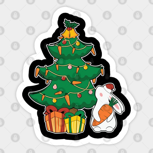 Bunny Christmas Tree Sticker by BadDesignCo